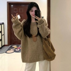 批发秋冬装大码女装宽松穿搭高级感慵懒风圆领毛衣小个子高级内搭上衣