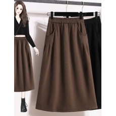 批发大码2026春季新款松紧腰a字伞裙黑色半身裙胖mm高腰显瘦日单长裙