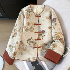 批发实拍新中式<b class='q'>汉服</b><b class='q'>唐装</b>加棉重工刺绣提花织金复古雪尼尔长袖棉袄外套