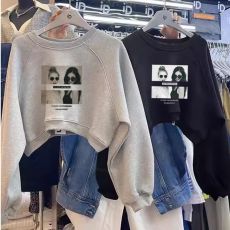 批发韩国chic2026春季新款韩版高腰露脐宽松<b class='q'>短款</b><b class='q'>卫衣</b>设计感小众上衣女