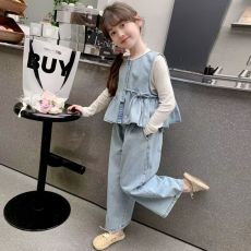 批发洋气时髦女宝宝三件套装2024秋季新款长袖上衣<b class='q'>马甲</b>直筒裤休闲<b class='q'>女童</b>