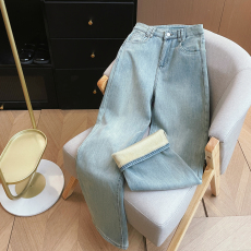 批发实拍简韩休闲裤冬加厚复合<b class='q'>婴儿</b>绒高腰直筒显瘦窄版阔腿牛仔长裤女