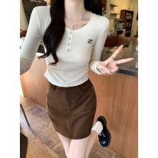 实拍2*2人棉260克长袖t恤女2025初秋新款薄刺绣花打底衫圆领上衣