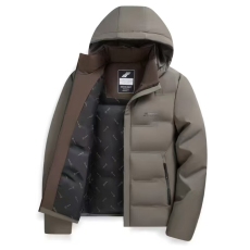 批发高品质冬季新款加棉加厚保暖防寒时尚宽松连帽中老年棉衣外套