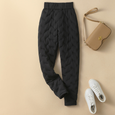 批发白鹅绒羽绒裤女外穿冬高腰宽松哈伦裤加厚保暖大码MM防寒棉裤