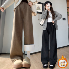 批发实拍美式阔腿裤女窄版<b class='q'>秋</b>冬新款宽松慵懒风加厚软糯灯芯绒休闲裤