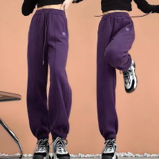 批发高档紫色束脚休闲裤子女款爆款2026新款小个子春秋运动哈伦卫裤潮