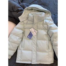 批发慵懒风显白奶蓝色连帽棉服外套女学生冬季新款宽松时尚保暖面包服