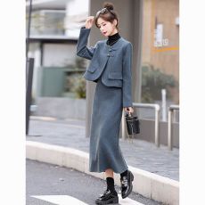 批发法式气质小香风毛呢套装裙子女秋冬装2025秋季新款名媛时尚两件套