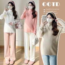 批发实拍新款<b class='q'>百搭</b>孕妇毛衣半高领针织孕妇上衣加厚保暖打底衫