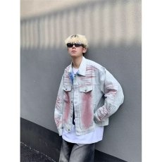 批发水洗涂鸦牛仔外套男春秋季美式复古<b class='q'>嘻哈</b>宽松休闲潮牌做旧情侣夹克