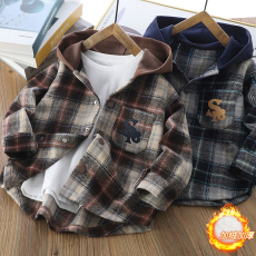 批发| 官图实价 | 格子复合真超 | 后包领 | 中大<b class='q'>男童</b>加<b class='q'>绒</b>格衬衫外套