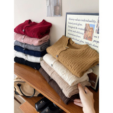 批发大板型包芯纱小马刺绣麻花软糯<b class='q'>羊绒</b>针织开衫女休闲百搭外套上<b class='q'>毛衣</b>