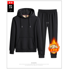 批发新款<b class='q'>男士</b>棉质纯色保暖加绒加厚舒适透气打底<b class='q'>卫衣</b>休闲宽松连帽<b class='q'>套装</b>