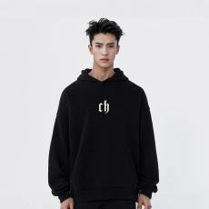 批发CH黑色连帽卫衣男潮牌春秋情侣帽衫美式男生重磅420G新款外套