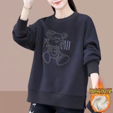 批发大码圆领<b class='q'>卫衣</b>女装长袖春秋季<b class='q'>宽松</b>套头刺绣植绒遮肚上衣新款显瘦潮