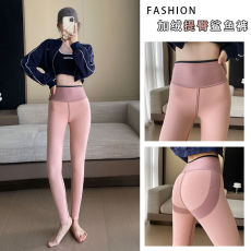 批发300G加绒<b class='q'>打底裤</b>女秋冬外穿高腰收腹运动无痕提臀鲨鱼裤樱花绒