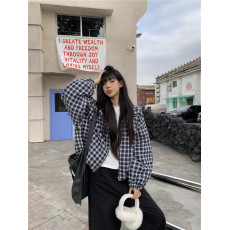 批发实拍实价 棉服立领抽绳短款棉衣格子外套+黑色休闲显瘦阔腿长<b class='q'>裤</b>