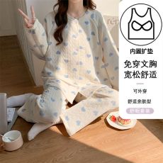 批发月子服秋冬加厚保暖空气棉产妇产后哺乳衣套装L-3XL码