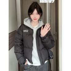 批发美式时尚高街撞色格纹立领棉衣女冬季加厚保暖防寒面包服潮