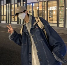 批发2024新款重磅大码男装时尚印花牛仔夹克复古胖子宽松休闲外套春秋