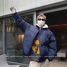 批发冬季羊羔绒拼接可翻立领棉衣男<b class='q'>日系</b>潮流<b class='q'>复古</b>户外加厚保暖工装棉服