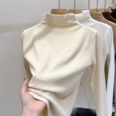 批发2026半高领双面德绒打底衫女秋冬内搭薄绒磨毛<b class='q'>长袖</b><b class='q'>t</b><b class='q'>恤</b>保暖上衣服