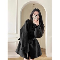 批发卡其色呢子大衣女秋冬2025新款毛呢外套高级感小个子<b class='q'>短款</b>韩系气质