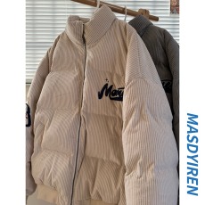 批发灯芯绒棉服男2024春季街头潮牌设计感时尚立领潮流棉衣外套