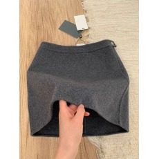 批发复古百搭一片式灰色毛呢短裙女早<b class='q'>春</b>高腰A字半身裙