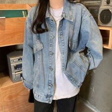 批发2023春秋装大码胖mm200斤韩版宽松夹克港味休闲上衣褂子牛仔外套