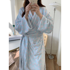 批发实拍INS韩系冬季加厚蝴蝶结家居服舒适睡袍浴袍