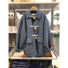 批发韩国东大门2025秋冬新款牛角扣保暖中长款毛呢外套<b class='q'>长袖</b>大口袋上衣