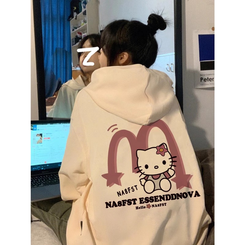 PF28388# 仿棉华棉复合牛奶丝圆领连帽双帽宽松卫衣女裝貨源服裝批發