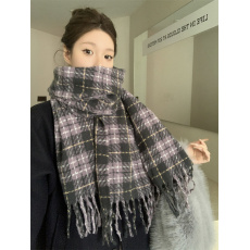 批发实拍不减价秋冬季女高级氛围感新款格子韩系情侣保暖加厚围脖披肩