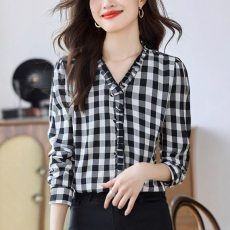 批发实拍洋气秋季女装休闲<b class='q'>宽松</b><b class='q'>雪纺衫</b>上衣开衫衬衫女打底衫衬衣