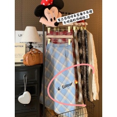 批发实拍实价 新款韩版<b class='q'>复古</b>格纹毛呢面料百搭修身显瘦高腰a字半身裙