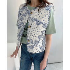 批发韩版复古压纹腰果花纹轻便无袖女秋冬棉服马甲外套