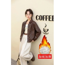 批发实拍加绒加厚爆款皮衣外套女款2026<b class='q'>冬</b>季新款宽松休闲拼接机车夹克