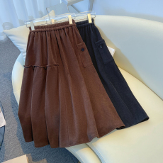 批发实拍冬新款大码宽松A字版针织加厚半身裙胖MM长款打底裙