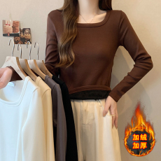 批发实拍加厚<b class='q'>婴儿</b>绒打底衫女秋冬一体绒自发热保暖长袖t恤内搭上衣服