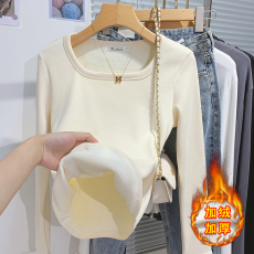 批发实拍加厚<b class='q'>婴儿</b>绒打底衫女秋冬自发热保暖长袖t恤修身西装内搭上衣