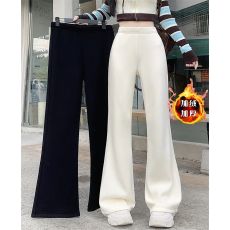 批发实价-实拍 灯芯绒复合<b class='q'>宝宝</b>绒 秋冬加绒百搭宽松阔腿喇叭裤女