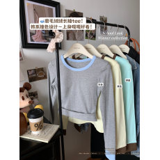 批发实价实拍带胸垫打底衫女秋冬保暖<b class='q'>内衣</b>磨毛加厚内搭撞色上衣肌底衣