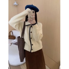 批发韩系简约温柔翻领毛衣外套秋冬新款宝藏女孩搭配气质针织开衫上衣