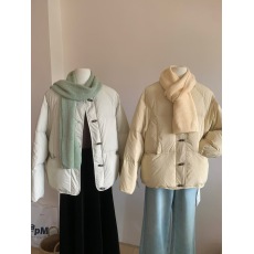 批发实拍～韩系圆领短款羽绒服2024冬新款白鸭绒小宽松加厚牛角扣外套