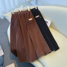 批发实拍<b class='q'>冬</b>款大码针织半身裙女新款a字裙胖MM咖色半裙高腰裙子长裙