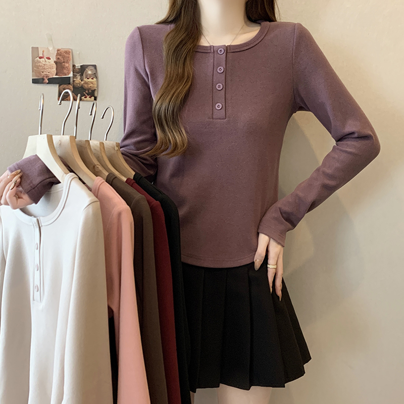 PF26322# 新款胖mm大码女百搭显瘦加厚打底长袖T恤上衣女裝貨源服裝批發