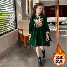 批发女童冬季连衣裙2025新款洋气儿童装过年服中大童秋冬长袖公主裙子