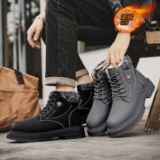 批发雪地靴男士高帮棉鞋加绒加厚保暖中帮马丁靴户外抗寒劳保工装短靴